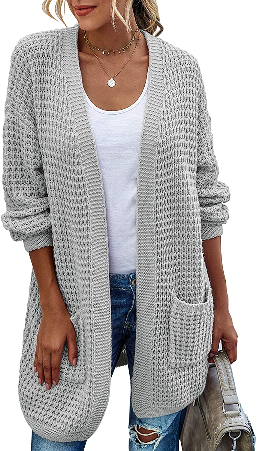 Knit Sweaters Coat Alelly Womens Open Front Cardigan Long Sleeve Chunky Sweater