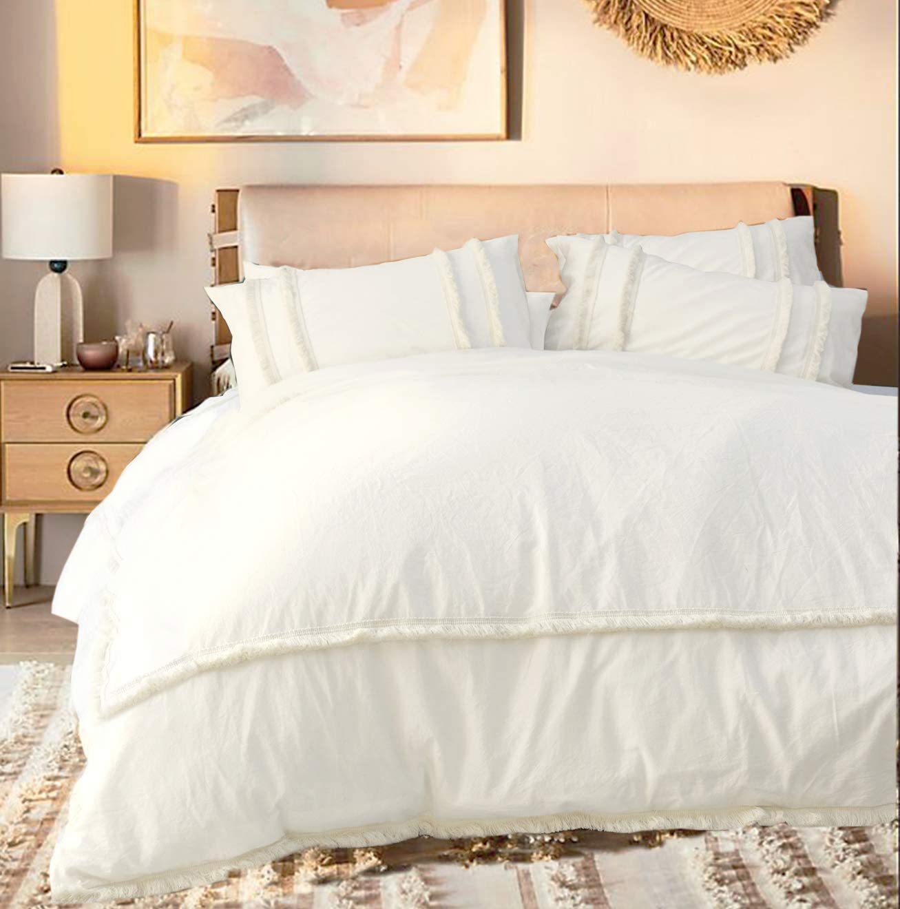 Flber White Duvet Cover Tufted Boho Bedding Comforter ...