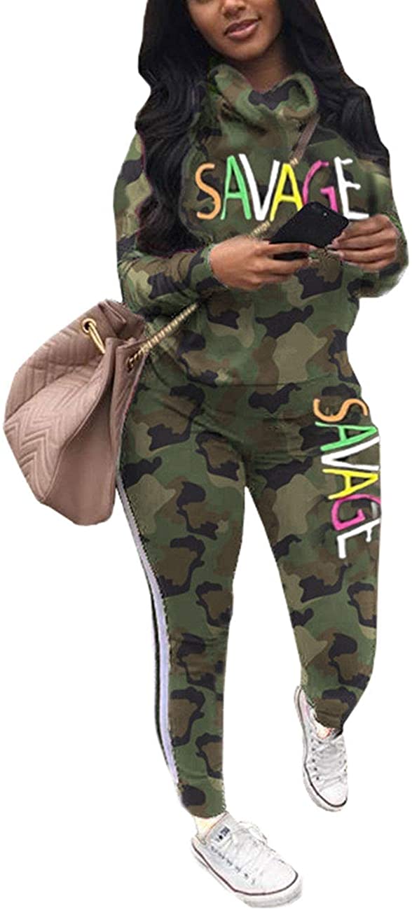 New Women Camouflage Print Turn Down Collar Long Sleeve Casual Club Jumpsuit 2pc 