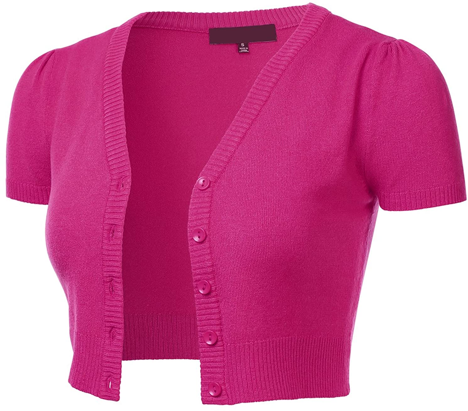 FLORIA Womens Button Down Short Sleeve Cropped Bolero Cardigan Sweater (S-4X)  | eBay
