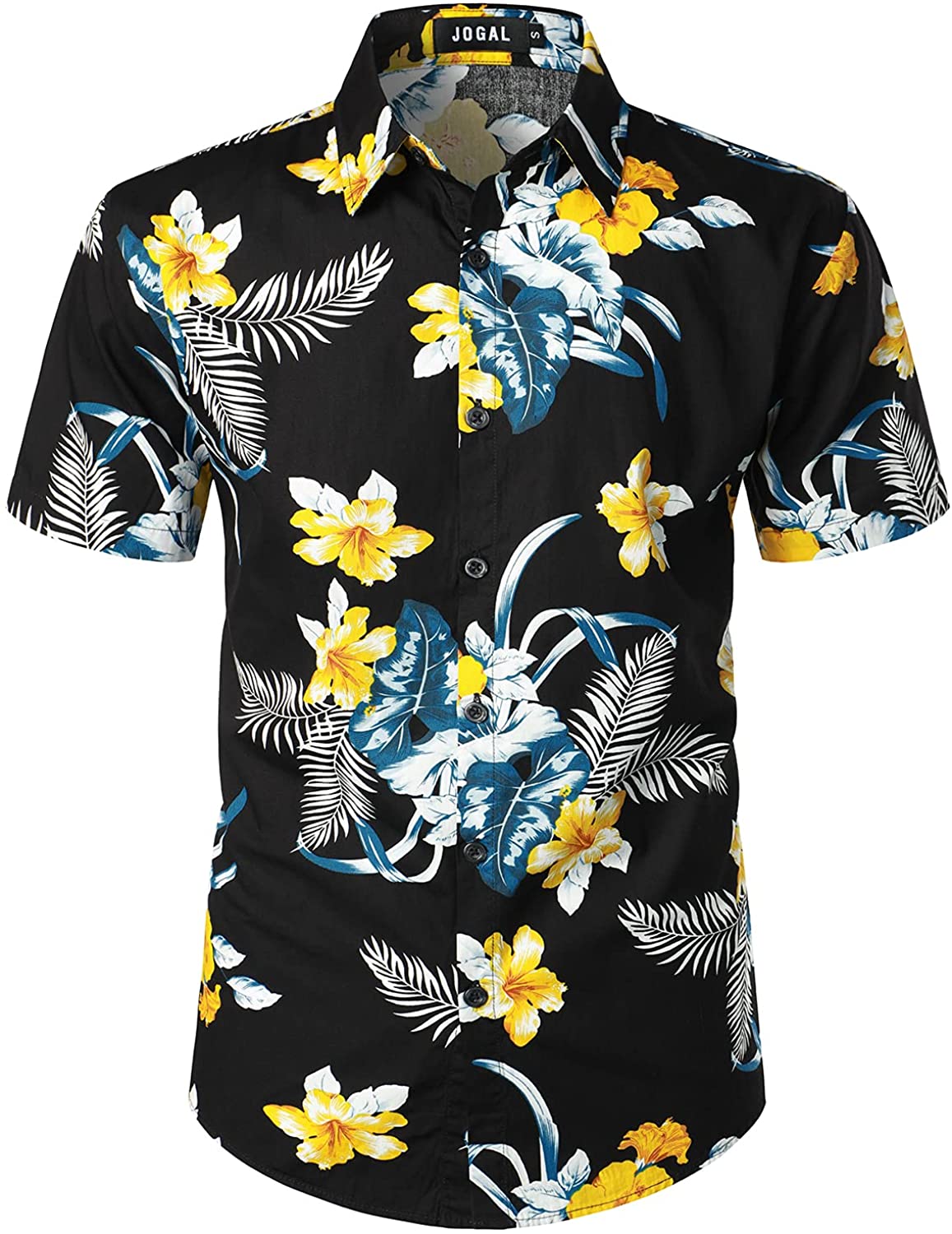 JOGAL Men's Flower Casual Short Sleeve Aloha Hawaiian Shirt | eBay