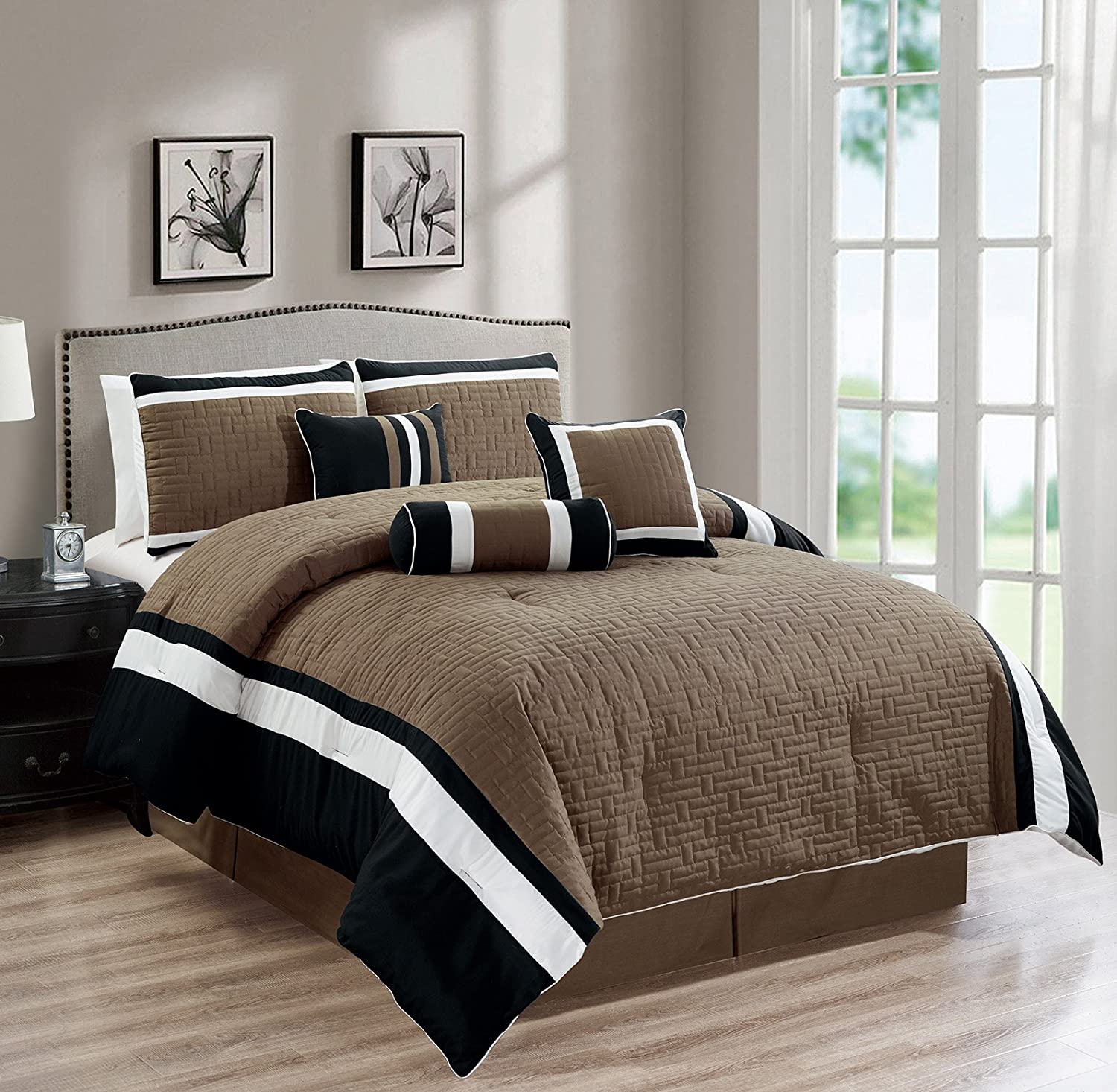 Queen, Details about   All American Collection New 7 Piece Embroidered Over-Sized Comforter Set 