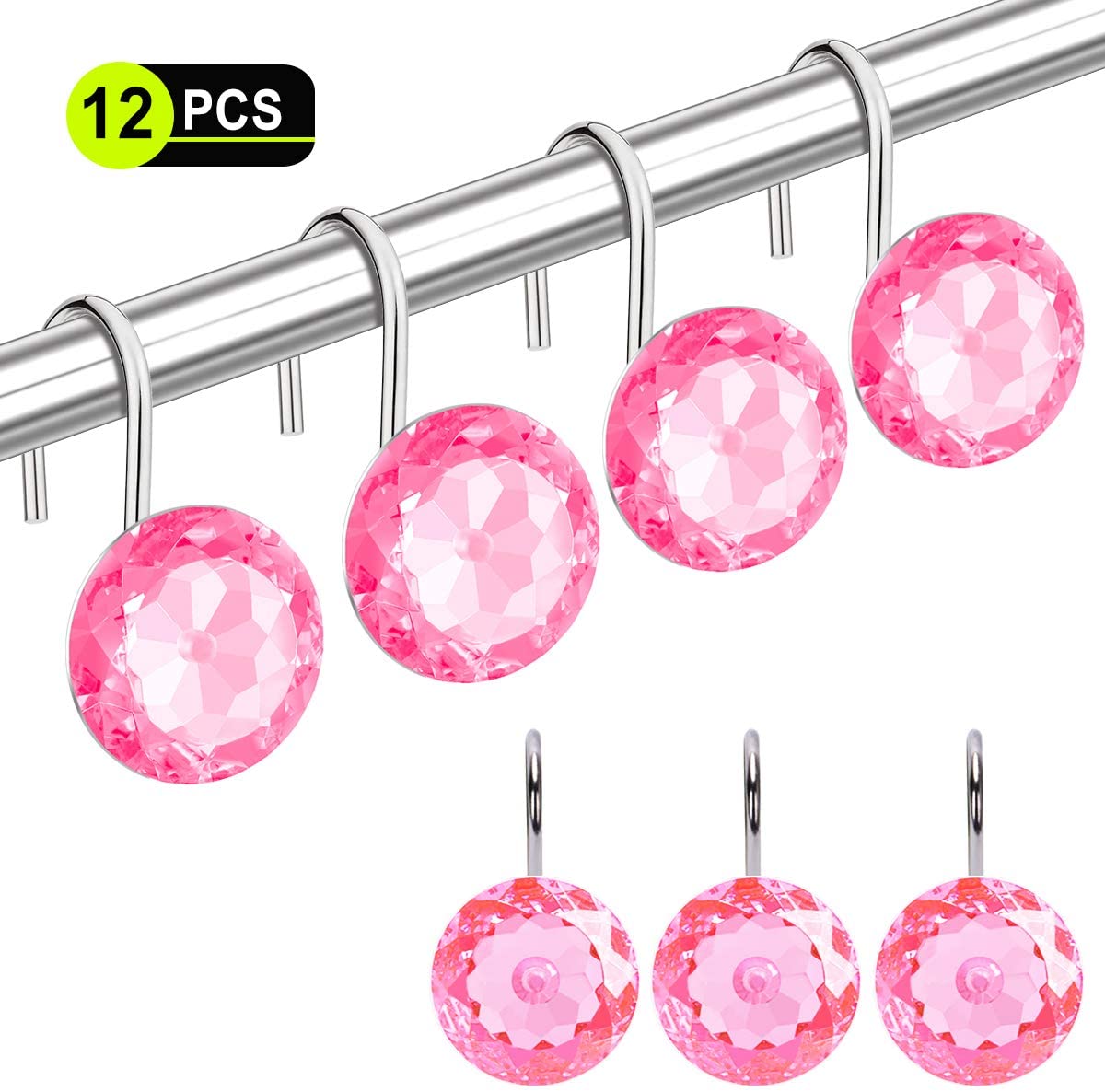 Decorative Resin Shower Details about   Yapicoco 12PCS Shower Curtain Hooks Rings for Bathroom 