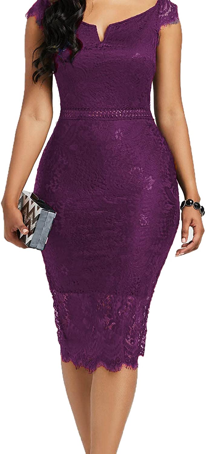 Women's Elegant Floral Lace Bodycon Cocktail Lace Dress | eBay