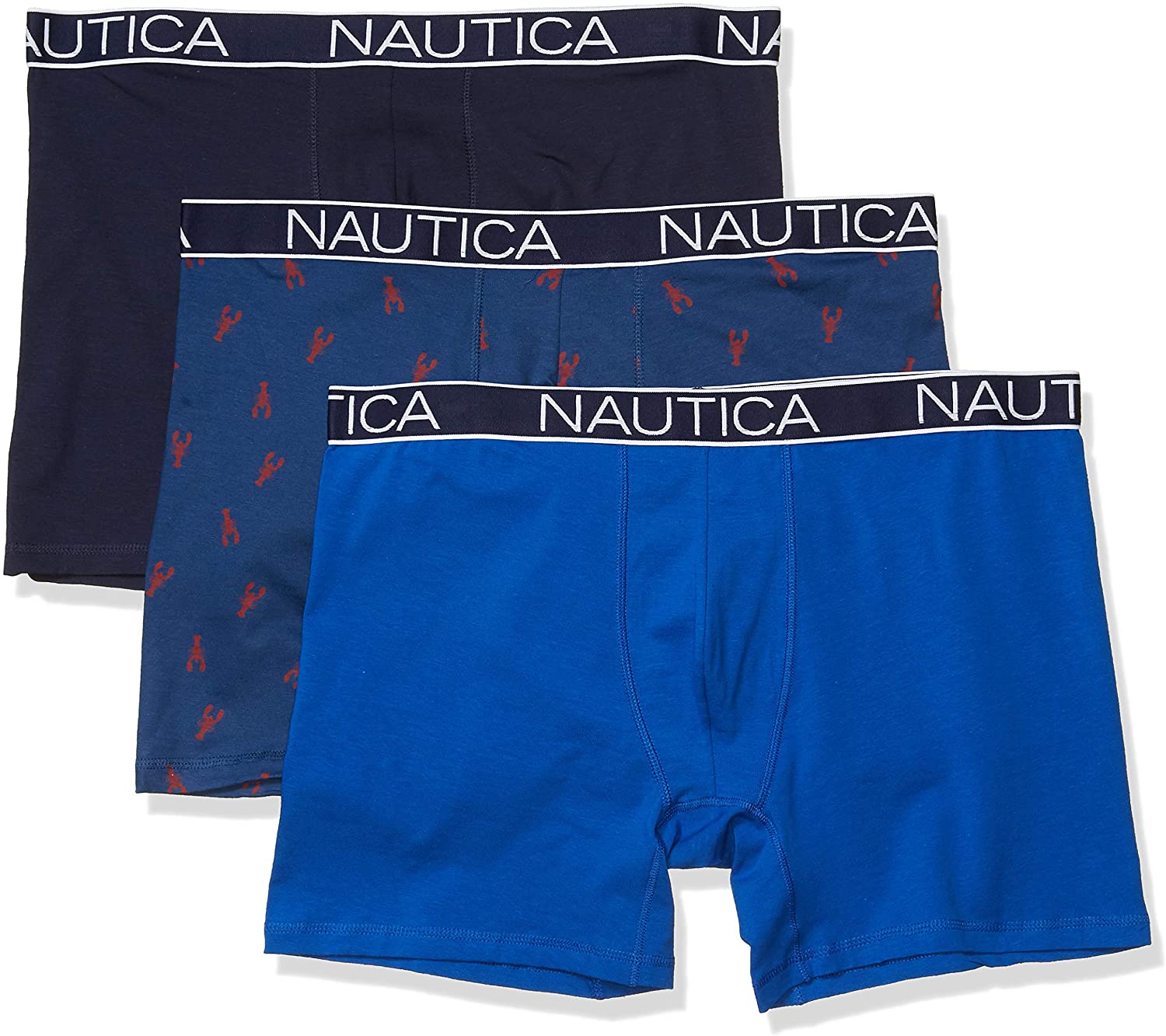 Nautica Men's 3-Pack Classic Underwear Cotton Stretch Boxer Brief, Black,  Small