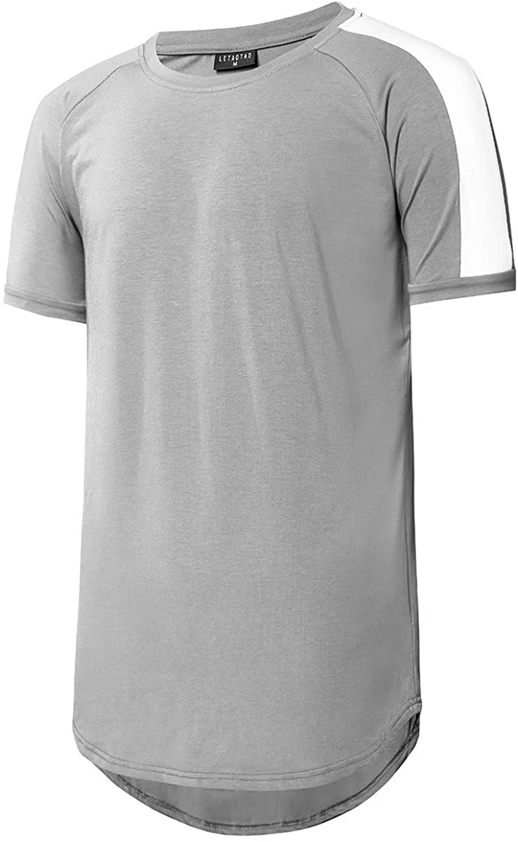 LETAOTAO Mens Hipster T Shirts Workout Longline T-Shirt Curved Hem