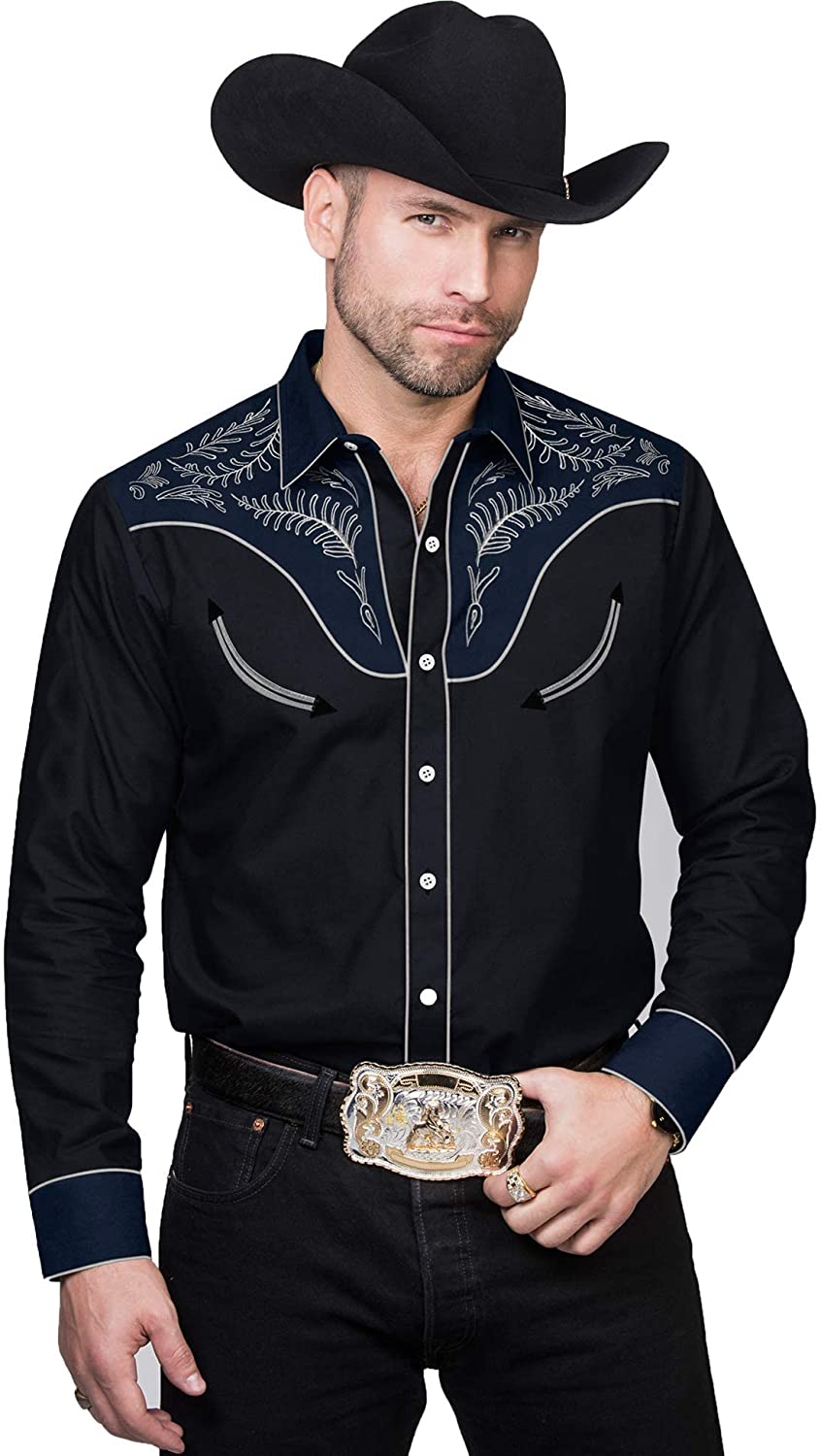 Fubotevic Men Embroidery Casual Long Sleeve Button Up Button Up Dress Work Shirt