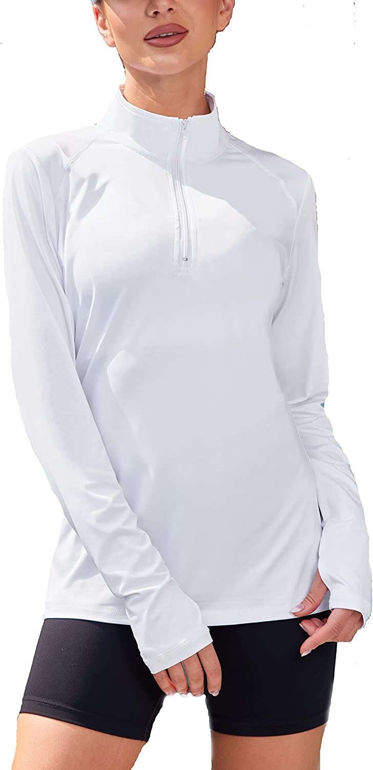 Pinspark Women's Long Sleeve Workout Shirt 1/4 Zip Pullover Athletic Shirts  Watch Holes Gym Top for Running Hiking : : Clothing, Shoes 