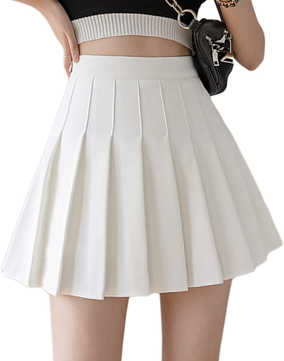 Women's Pleated Mini Skirt Skater Tennis Skirts High Waisted A Line Skorts School Girl Uniform with Shorts