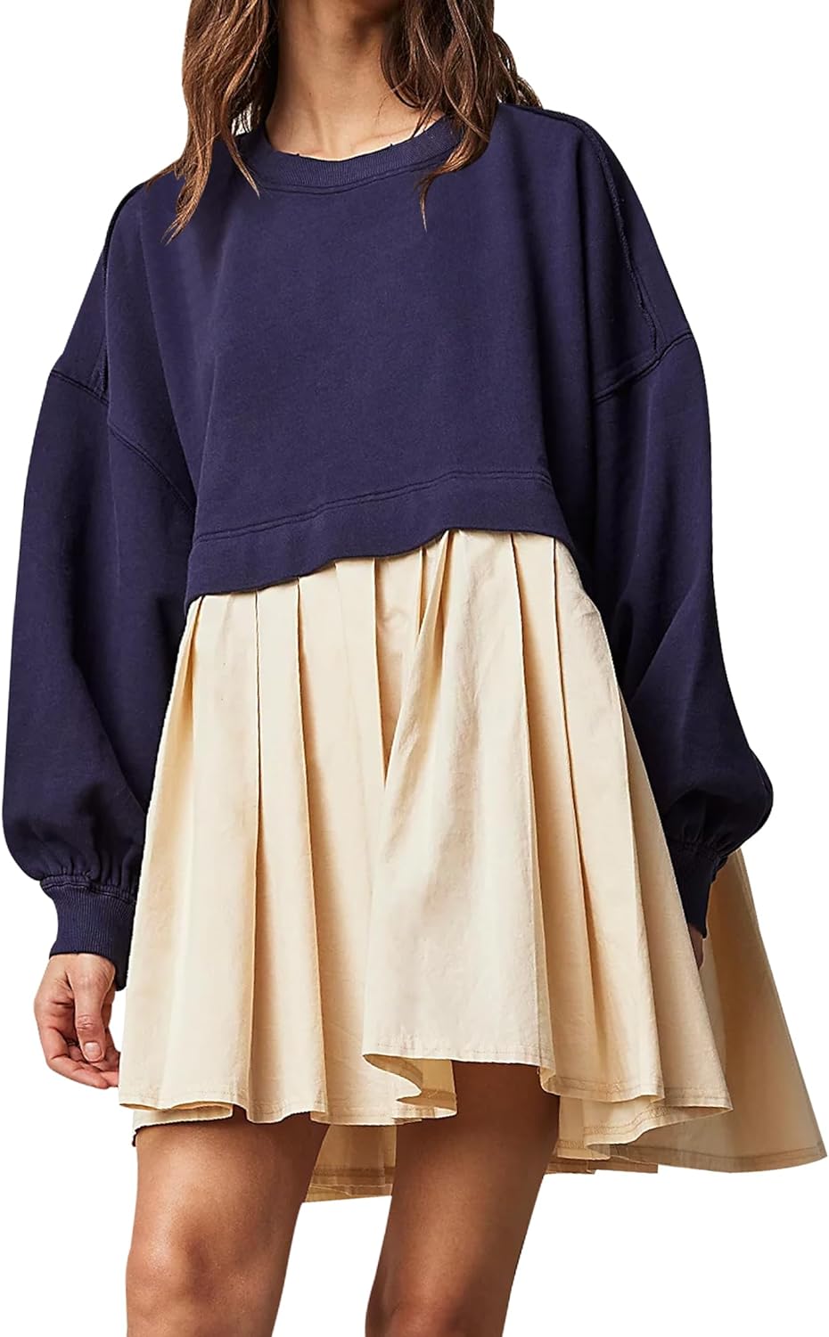 Ugerlov Womens Oversized Sweatshirt Dress Long Sleeve Crewneck Pullover  Tops Relaxed Fit Sweatshirts Mini Dress