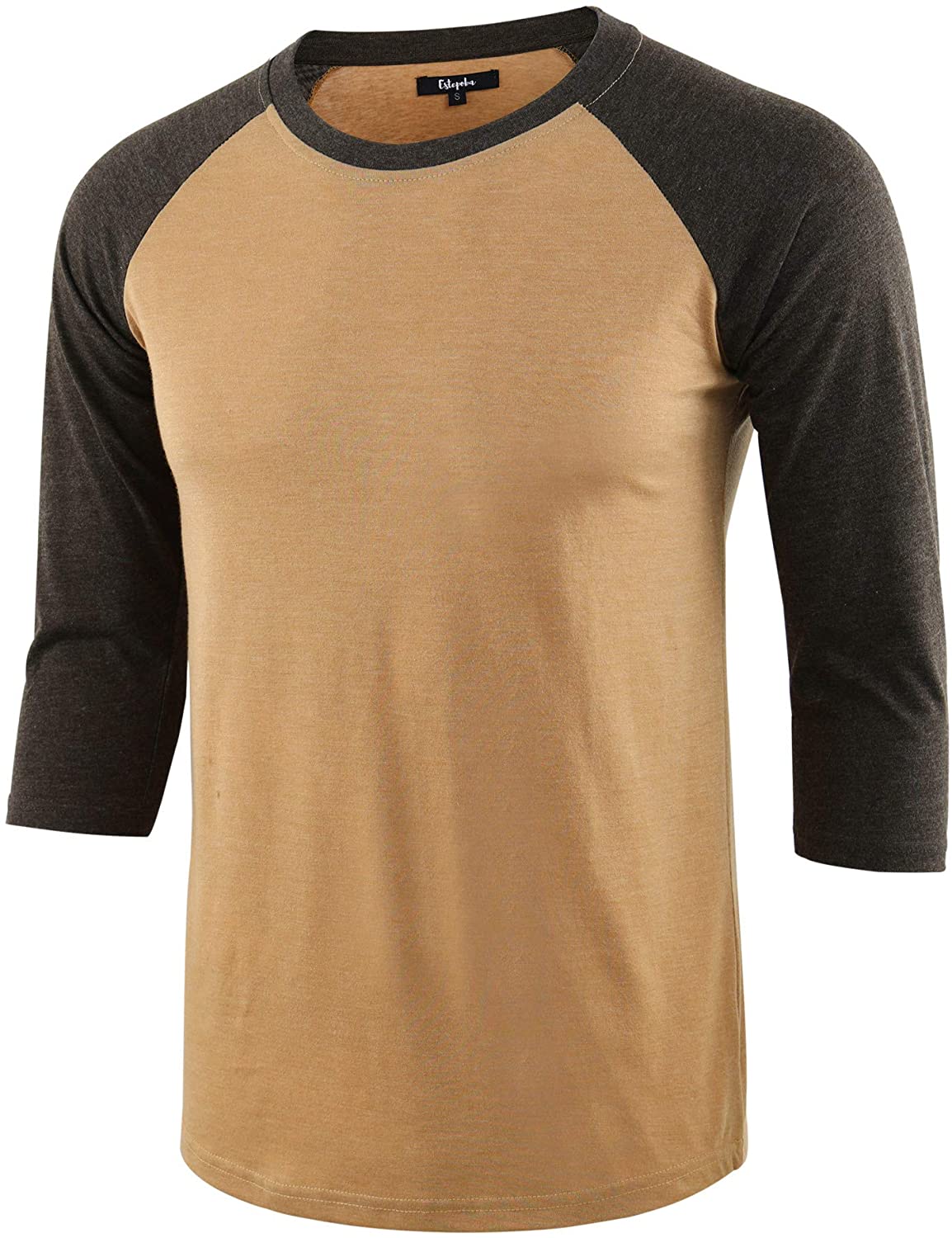 Estepoba Mens Casual Basic Vintage 3/4 Raglan Sleeve Jersey Baseball Tee Shirt 