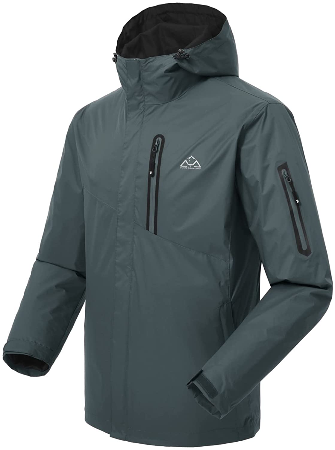 Rdruko Mens Raincoat Waterproof Hooded Hiking Travel Lightweight Windbreaker Army Green, US XL 