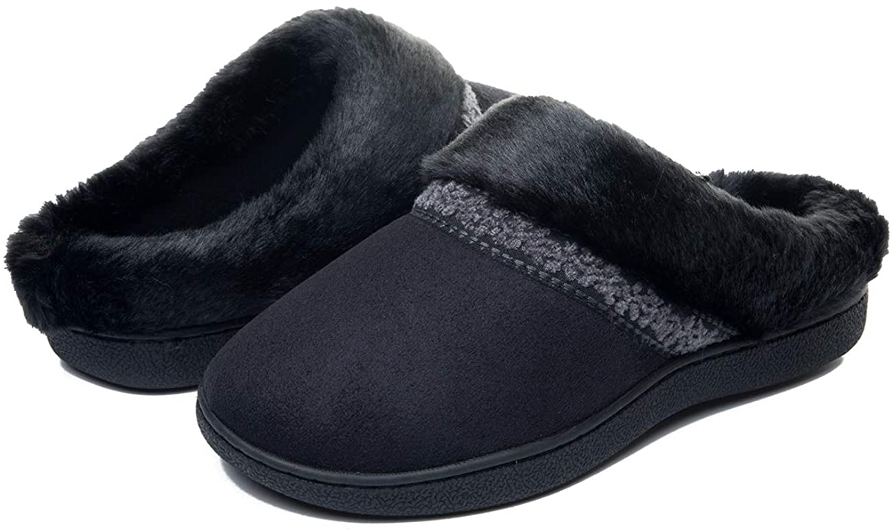 FOOTTECH Womens Memory Foam House Slippers Cozy Soft Home Shoes Anti Skid Indoor Outdoor Slip On Slipper