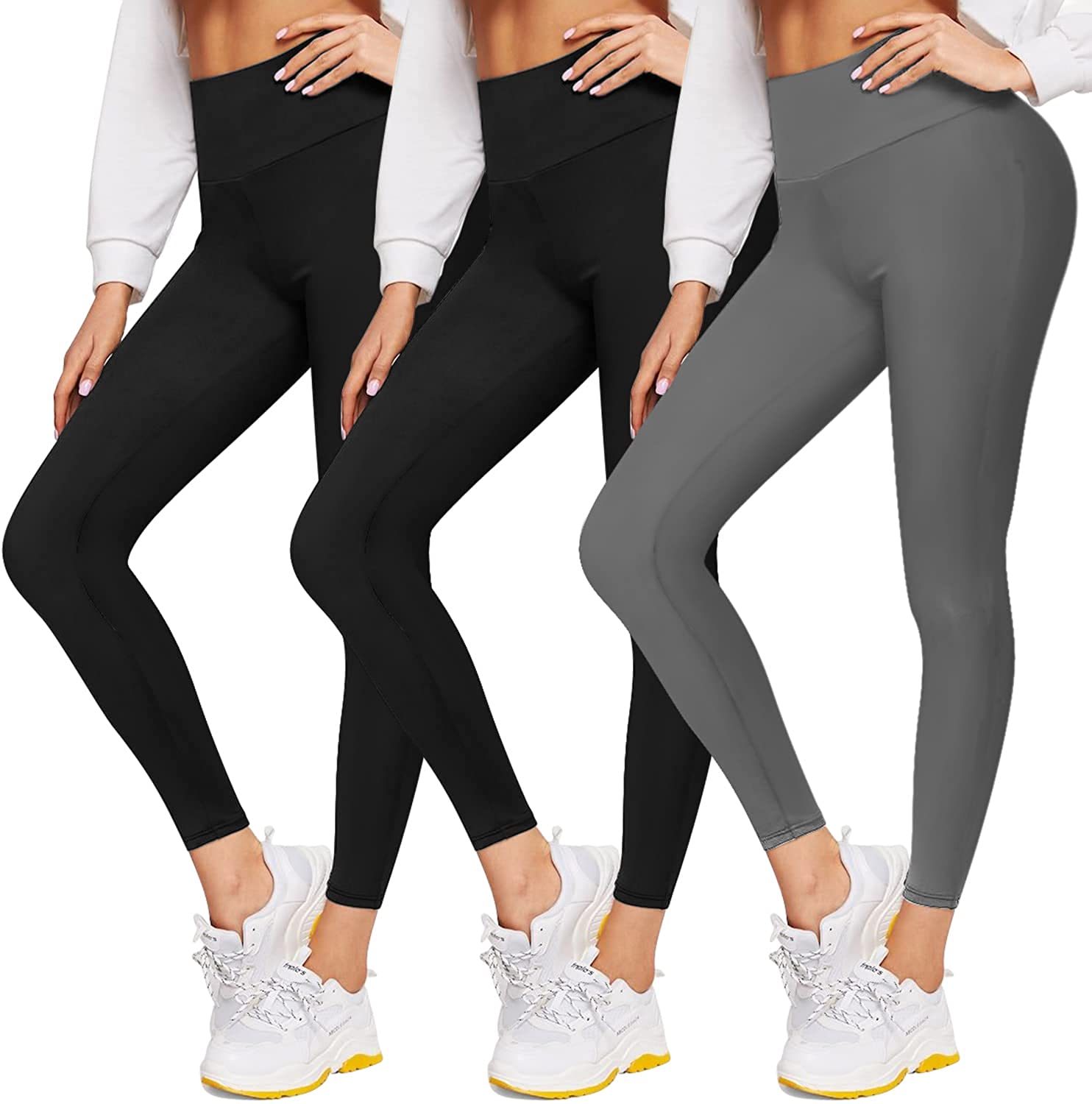  3 Pack Leggings For Women-No See-Through High Waisted Tummy  Control Yoga Pants Workout Running Legging Large-X-Large
