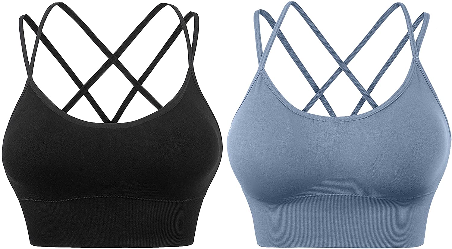 Evercute Cross Back Sport Bras Padded Strappy Criss Cross Cropped Bras for  Yoga Workout Fitness Low Impact, ⑥black White Blue Olive Green Raspberry