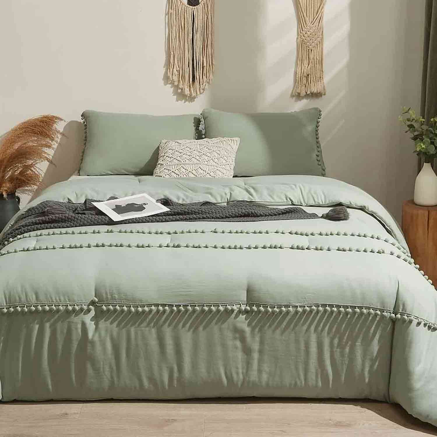 ETDIFFE Beige Comforter Set Queen Size, 3 Piece Aesthetic Modern Bedding  Set - Soft & Lightweight All Season Microfiber Down Alternative Bed  Comforter