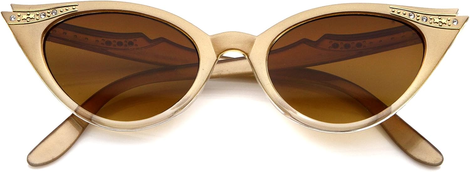 zeroUV - Oversize Half Frame Ultra Slim Arms Round Mirrored Flat Lens Cat  Eye Sunglasses 54mm (Tortoise Gold/Magenta) : Amazon.in: कपड़े और एक्सेसरीज़