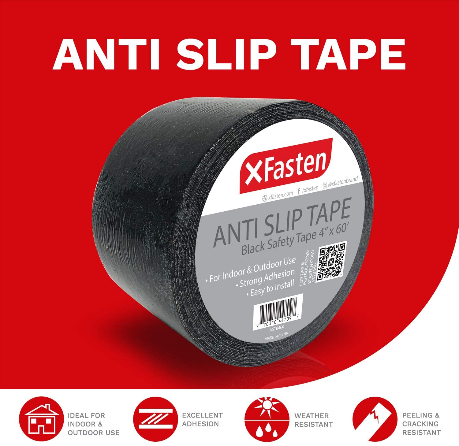 XFasten Anti Slip Traction Tape, Black, Outdoor and Waterproof, 4 ...