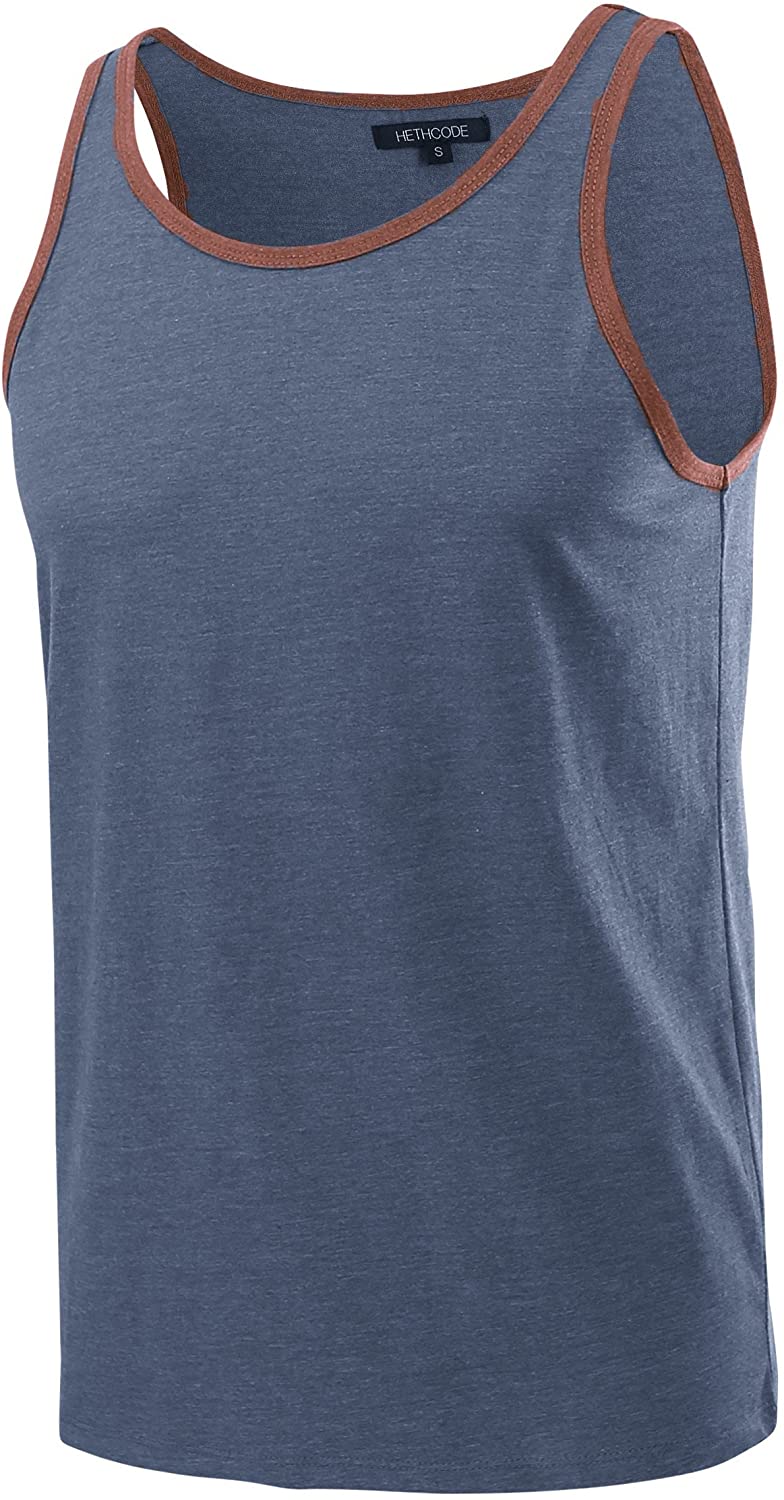 HETHCODE Men's Classic Basic Athletic Jersey Tank Top Casual T Shirts