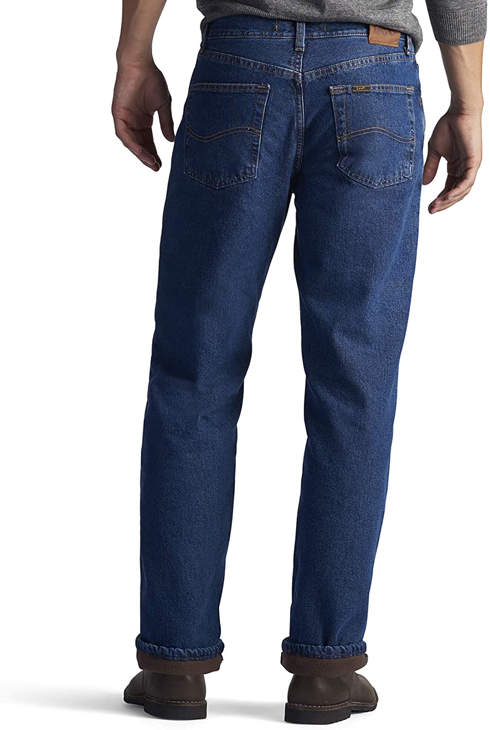 Lee Lined Men's Fleece Flannel Relaxed-Fit Straight-Leg Jeans Pants 