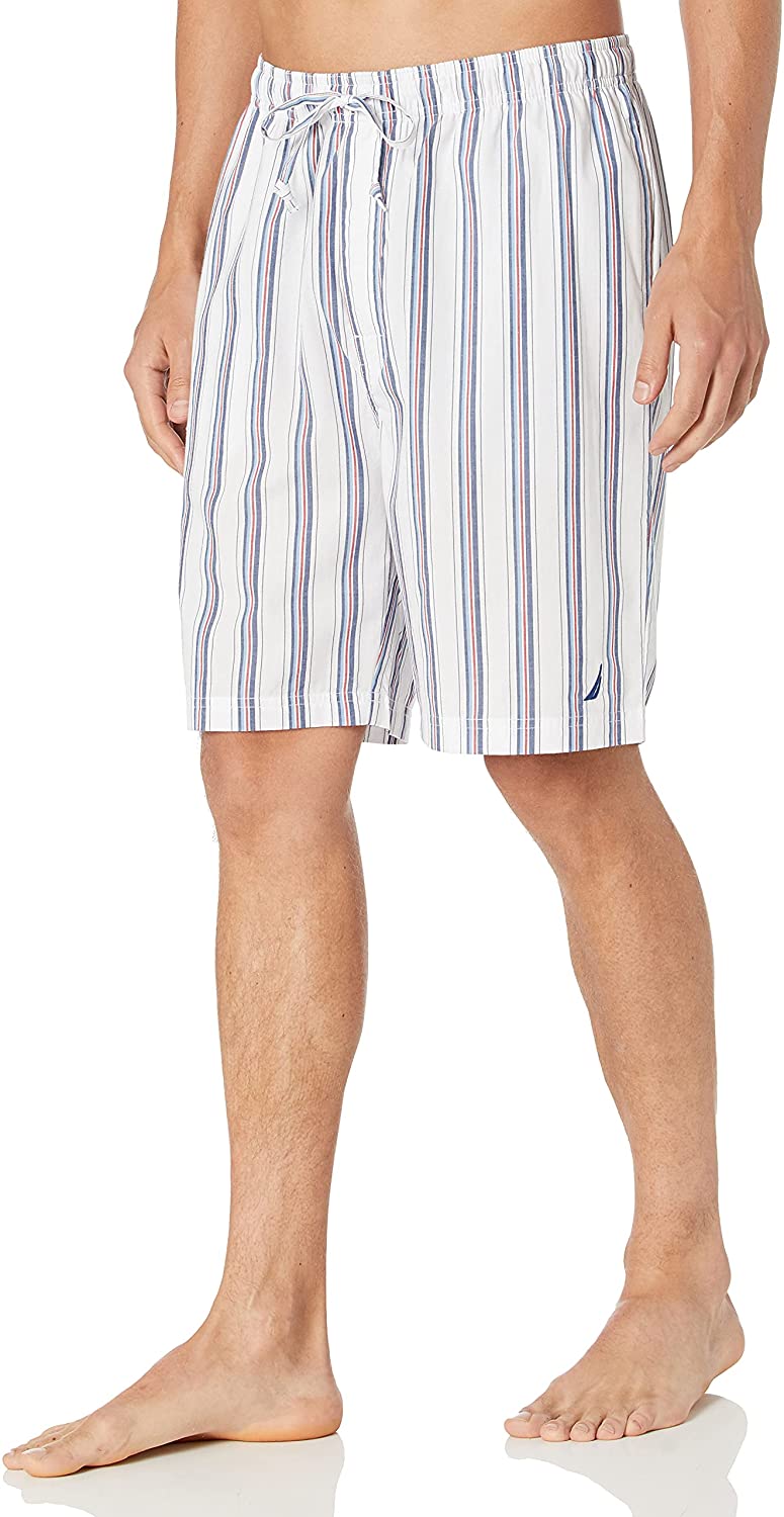 Nautica Navy & White Striped 100% Cotton Sleepwear Shorts Size Large 