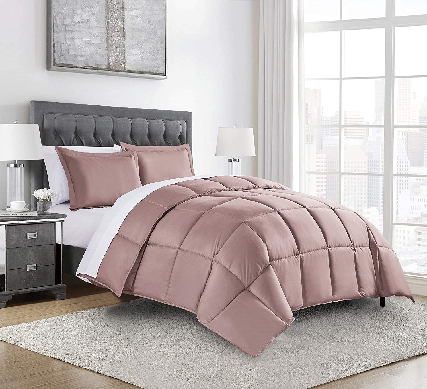 Chezmoi Collection Down Alternative Comforter 3-piece Queen Set Gray for sale online 
