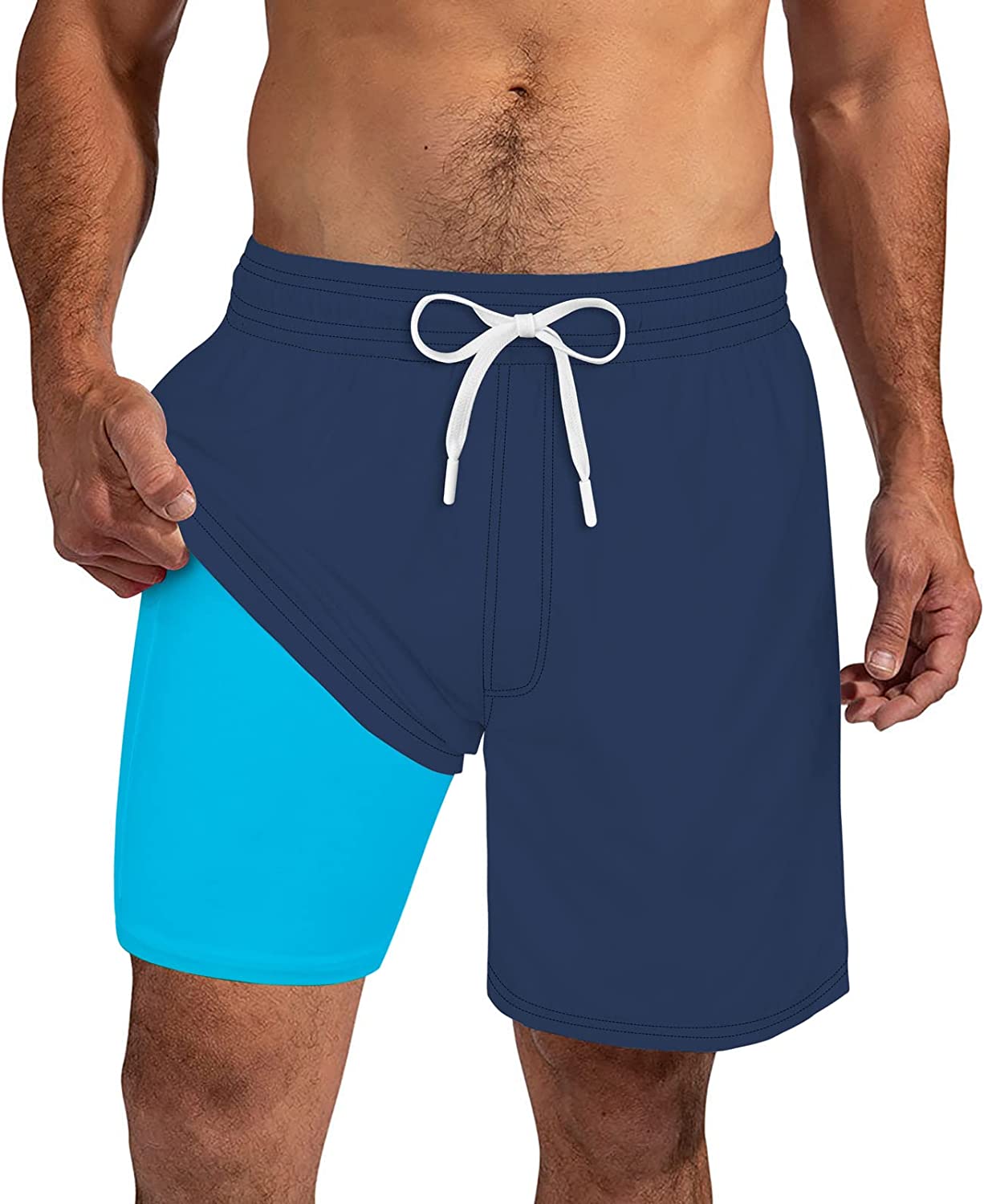 SURF CUZ Mens Swim Trunks with Compression Liner Quick Dry Bathing