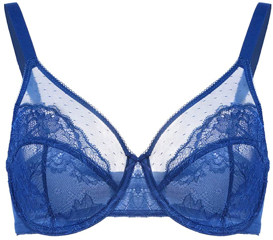 HSIA Womens Underwire Unlined Minimizer Bra Full Coverage Lace Bra Cup 