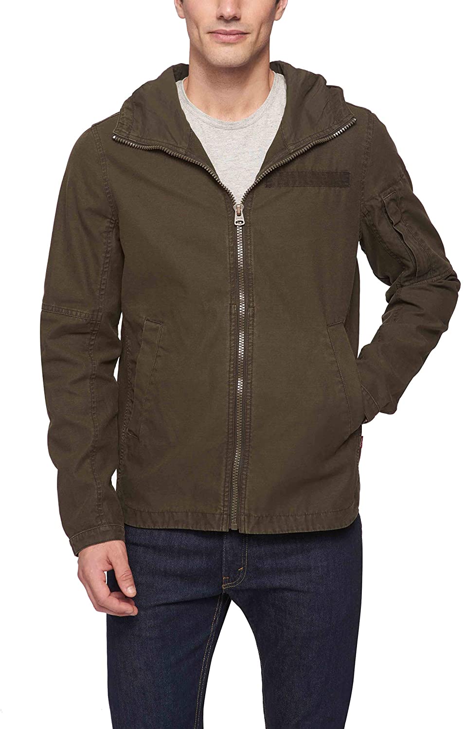 levi's men's twill hooded bomber jacket