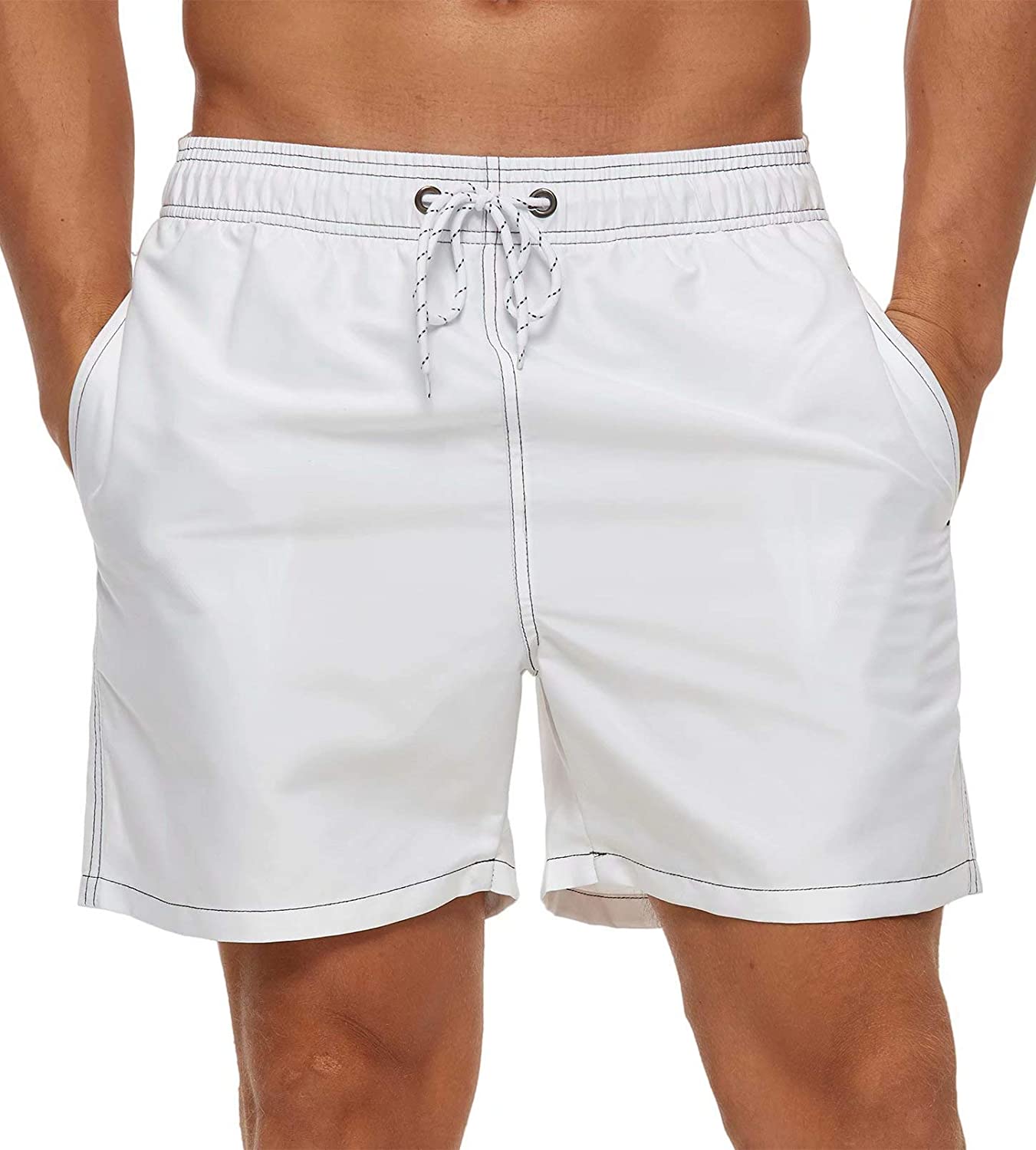 Tyhengta Mens Swim Trunks Quick Dry Beach Shorts with Zipper Pockets and Mesh Lining 