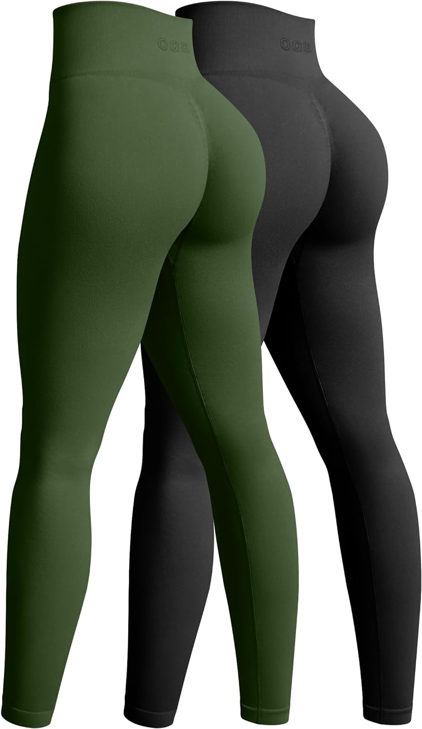 OQQ Women's 2 Piece Yoga Legging Seamless Workout High Waist Butt Liftings  Athle