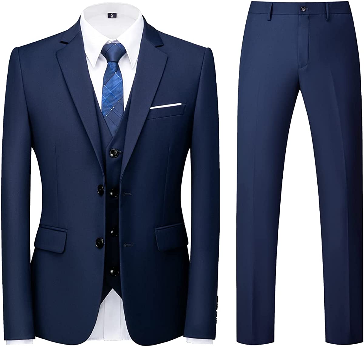 Yanlu Prom Suits for Men 3 Pieces Notch Lapel Wedding Men Suits Two Button Formal Tuxedos Casual Blazer 
