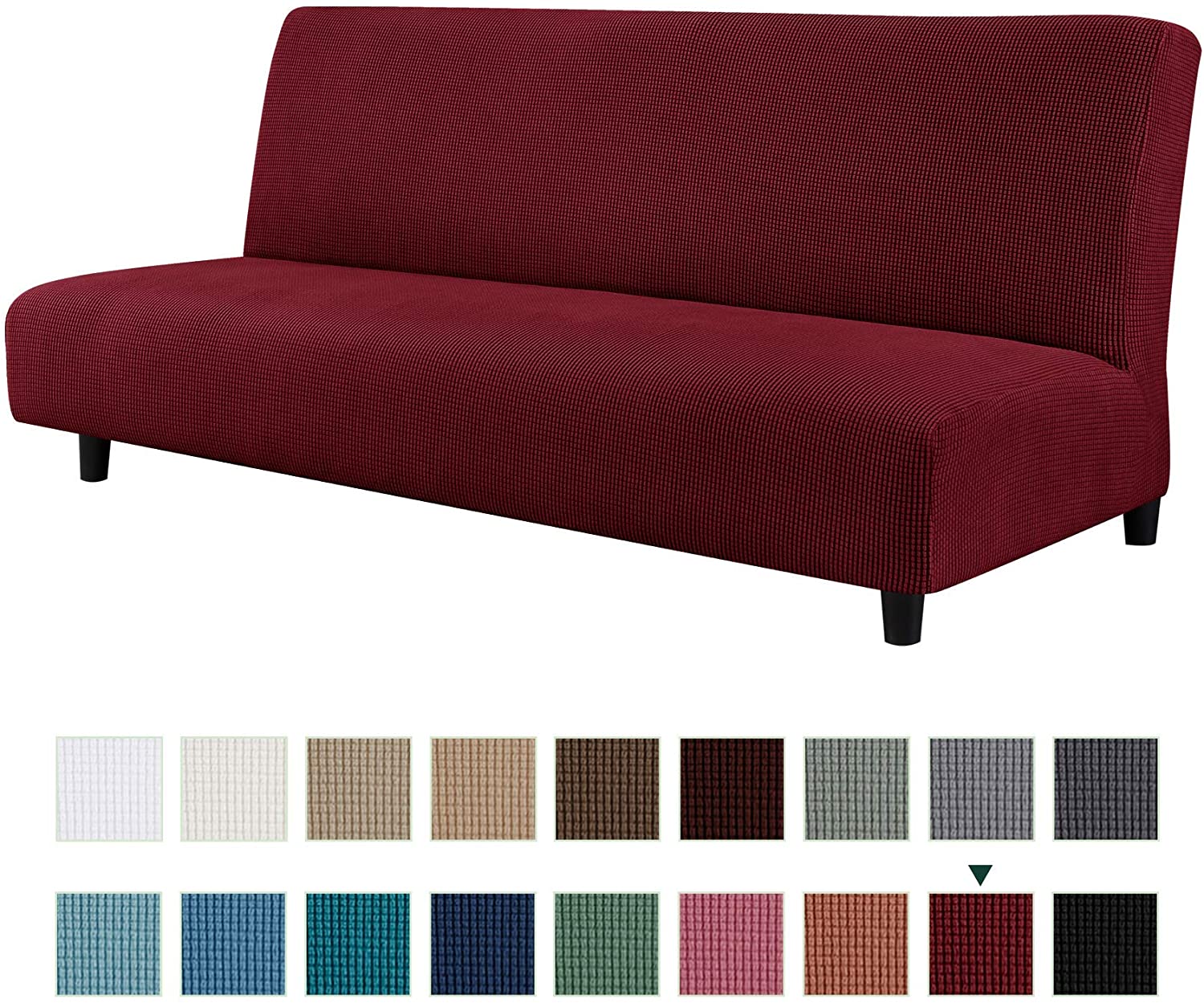 CHUN YI Jacquard Stretch Armless Sofa Slipcover, Soft Elastic Fitted Folding Sof