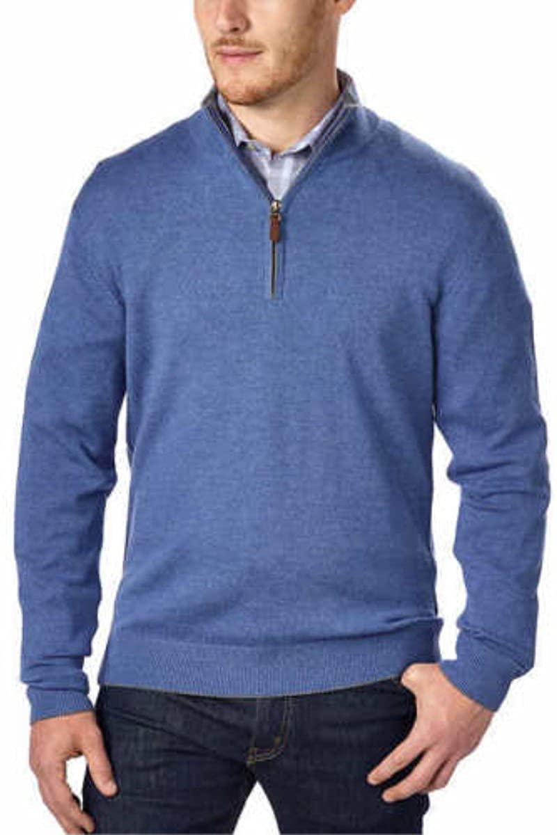 Kirkland Men's 100% Extra Fine Biella Yarn Merino Wool 1/4 Zip Pullover Sweater