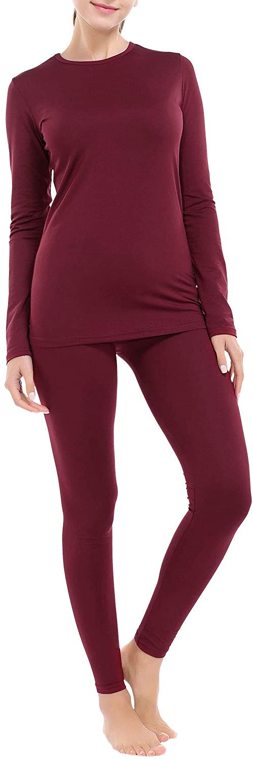 AUQCO Thermal Underwear for Women Ultra Soft Long Johns Set with Fleece Lined Base Layer Winter Warm Top & Bottom