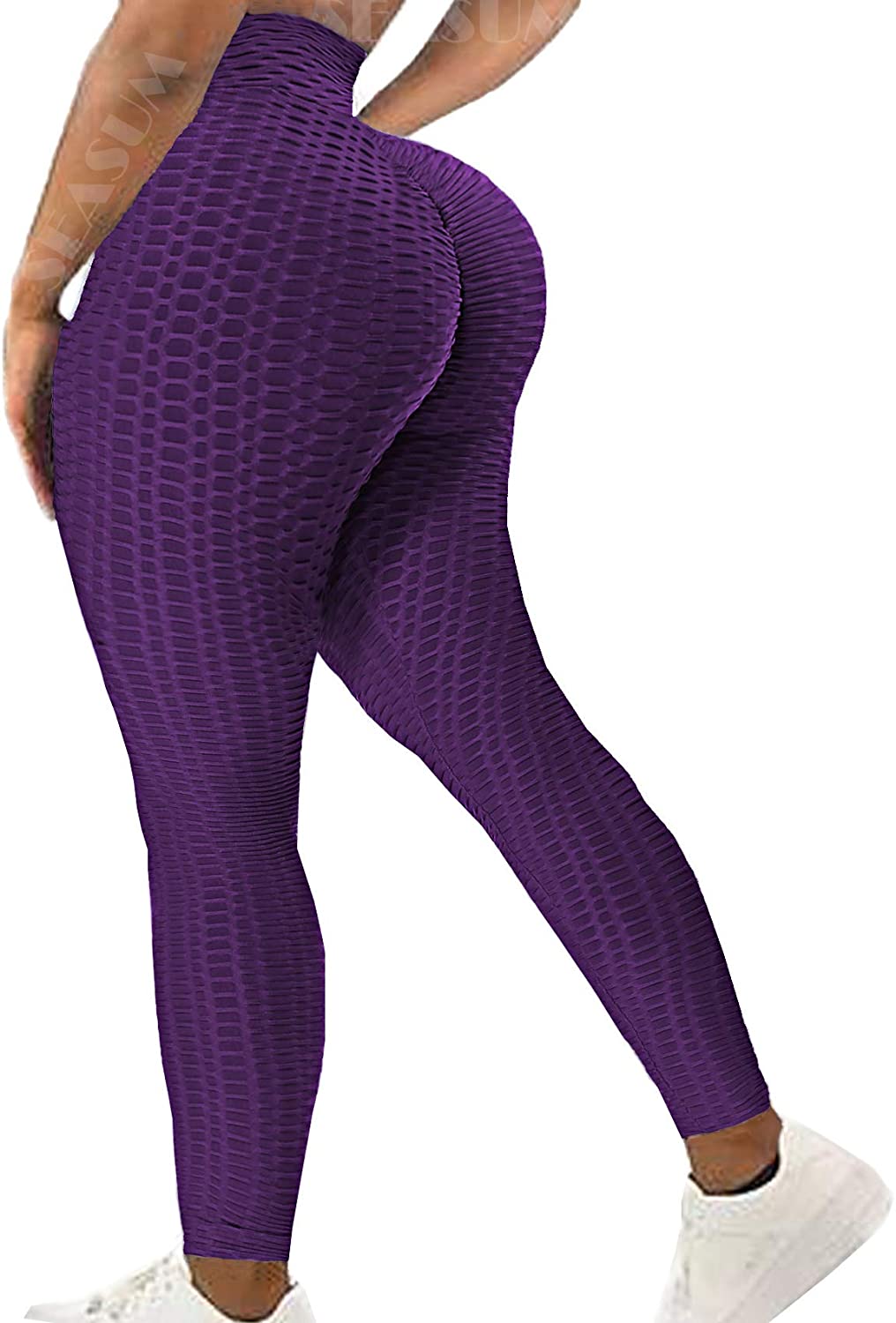 SEASUM Scrunch Butt Workout Leggings Women's High Waisted Booty Lifting Yoga  Pants Textured Tummy Control Legging, #0 Jacquard Black, Medium :  : Clothing, Shoes & Accessories