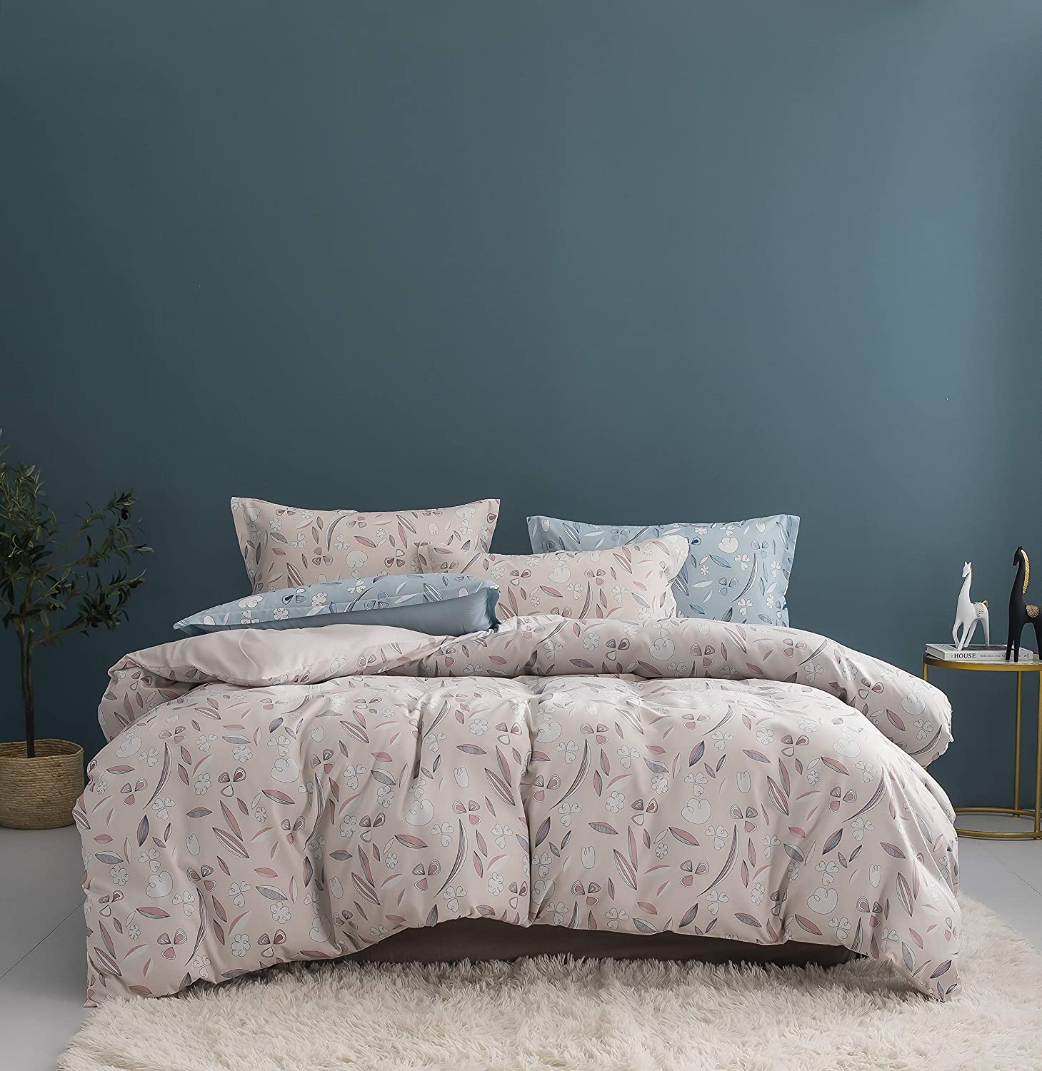 Details about   Homebox Comforter Cover Set 3 Piece Leaf Print Pattern King Bedding Soft Brushed