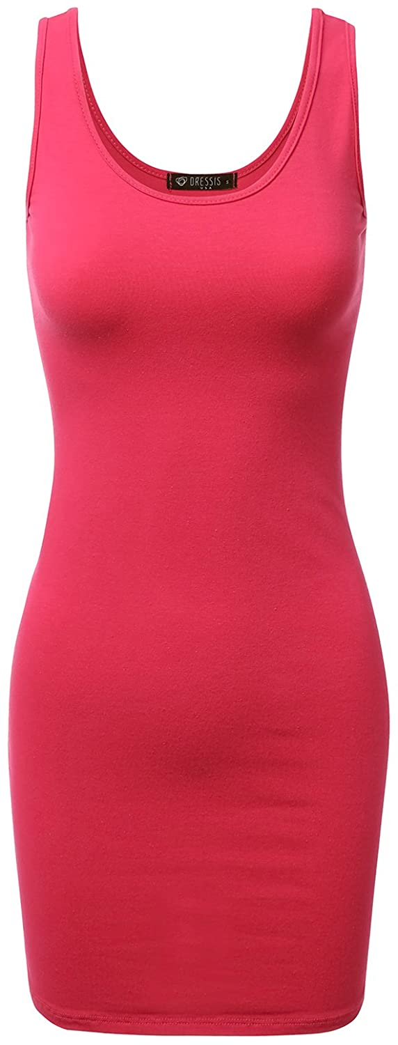 Doublju Women's Basic Scoop Neck Sleeveless Bodycon Mini Tank Dress | eBay
