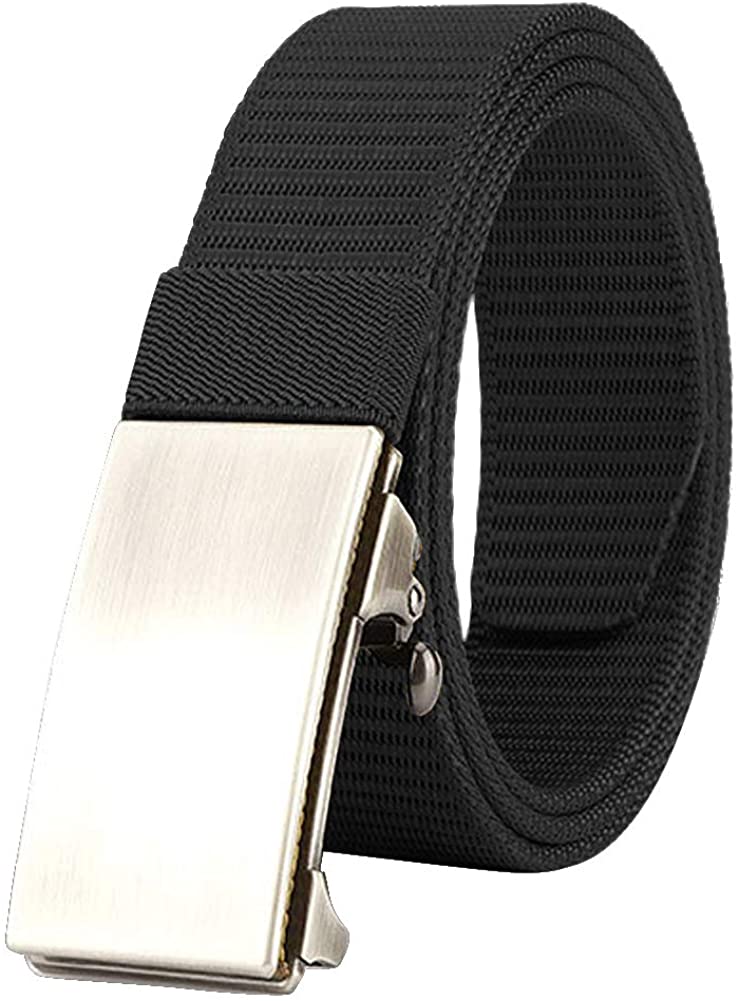 Longwu Mens Nylon Belt, No Holes Thicken Breathable Web Ratchet Belts ...