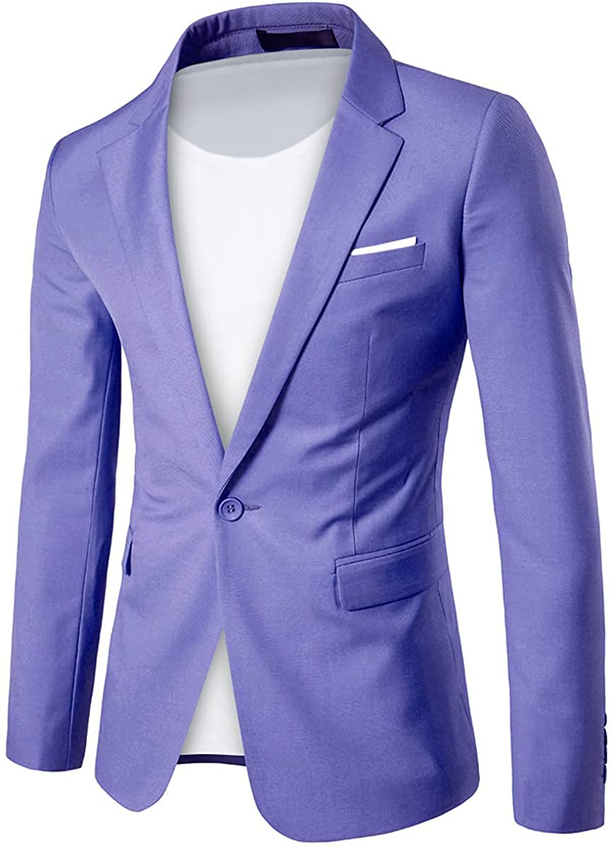 Mens Casual Sport Coat 1 Button Suit Blazer Slim Fit Lightweight Daily Jackets 
