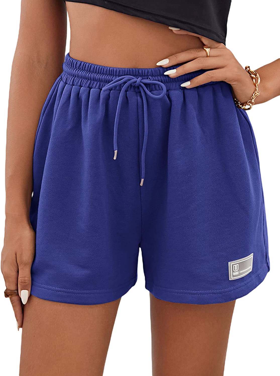 Buy MakeMeChic Women's Casual Drawstring Waist Sweat Shorts