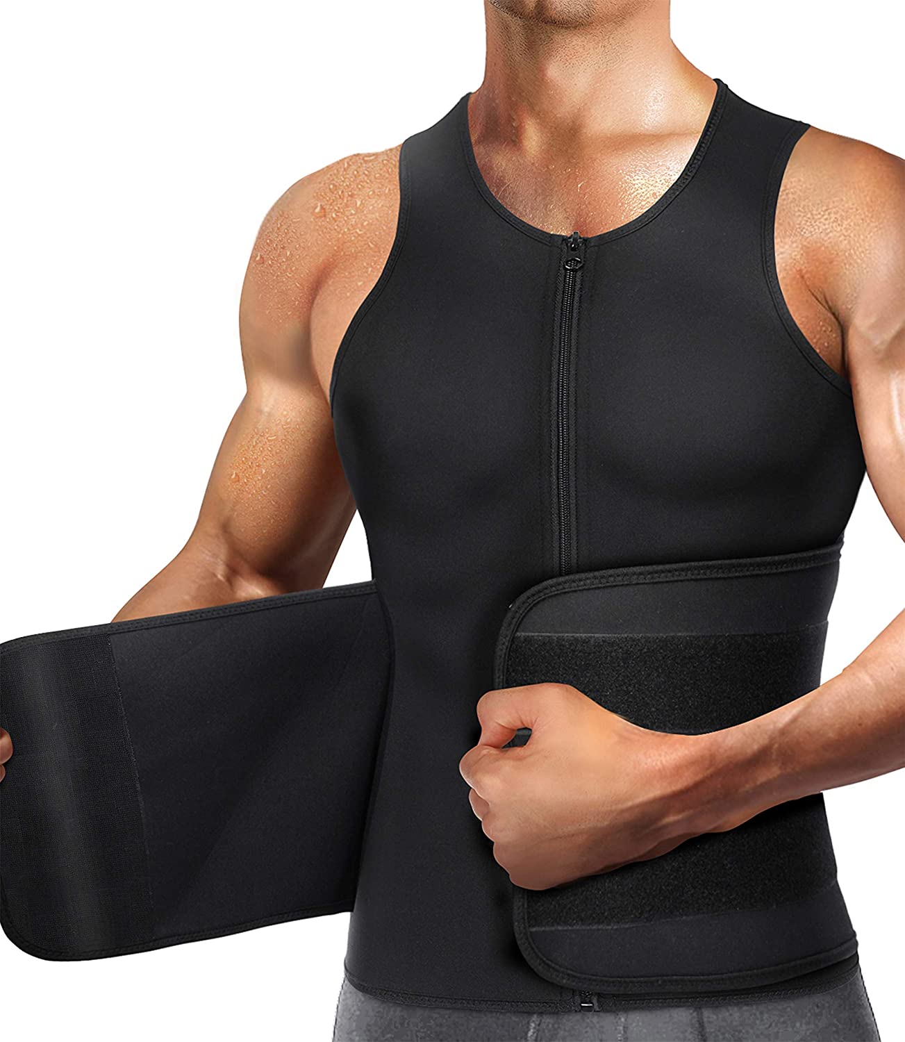 Neoprene Sauna Vest For Men Sweat Shirts Waist Trainer Body Shaper Slimming Suit 