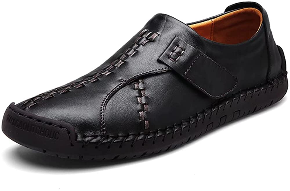 SIKABU Men's Flat Casual Leather Driving Loafers Handmade Classic Comfortable Oxford Shoes 