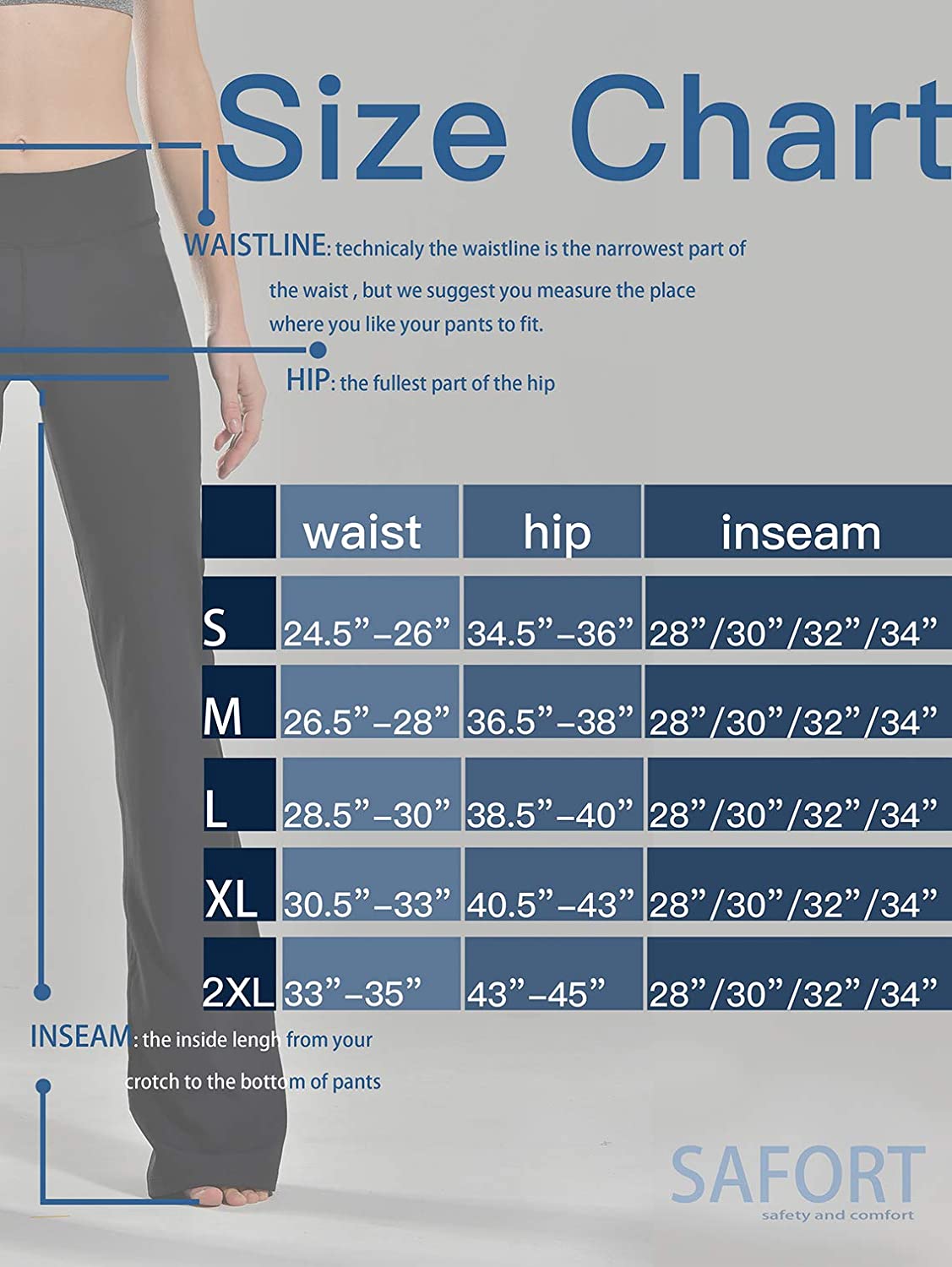 Safort 28 30 32 34 Inseam Regular Tall Bootcut Yoga Pants, 4