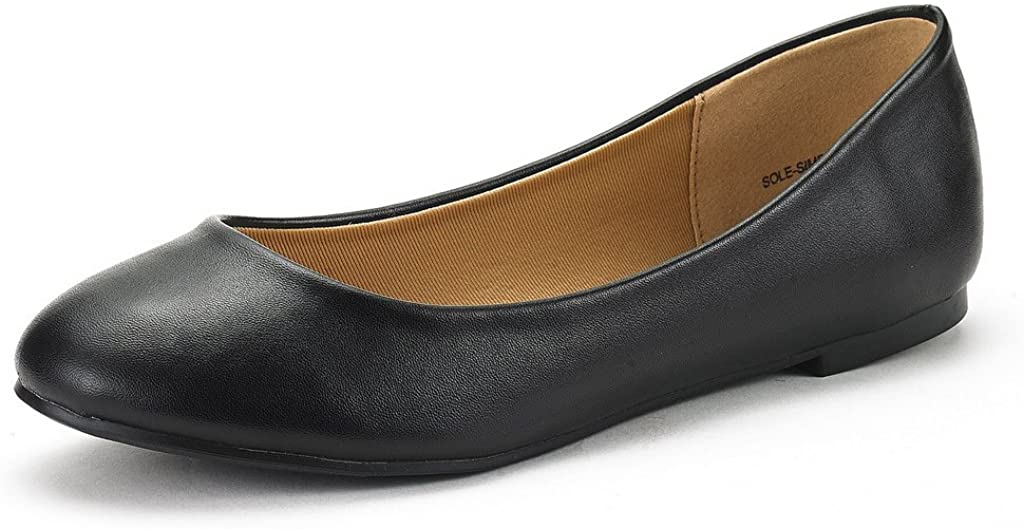 DREAM PAIRS SOLE-SIMPLE New Women Classic Solid Plain Walking Ballet Flats Shoes 