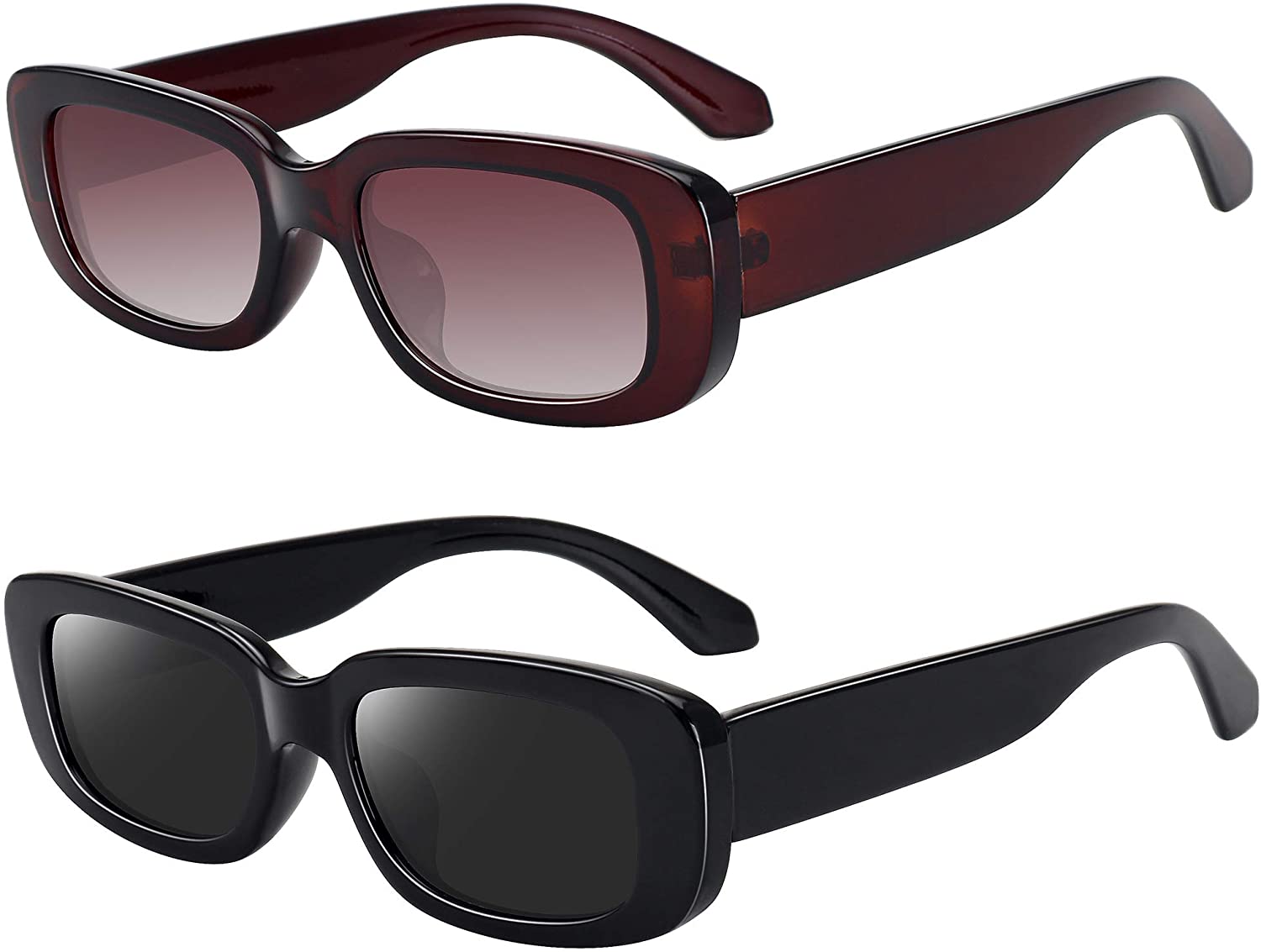 WOWSUN Small Retro Rectangle Sunglasses for Women Trendy Sunglasses | eBay