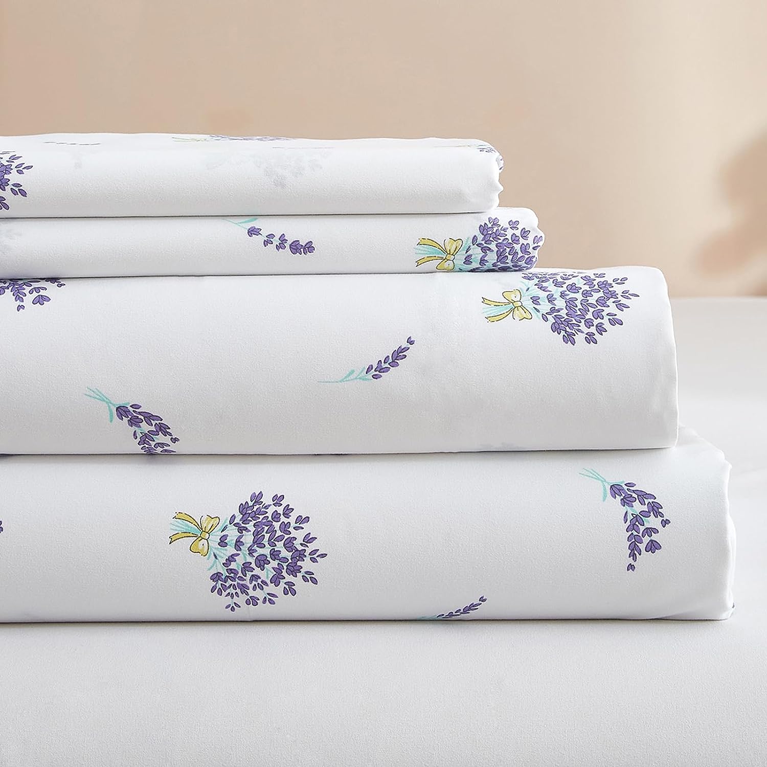HighBuy Luxury Soft Queen Sheets Set White - Vintage Floral Sheets