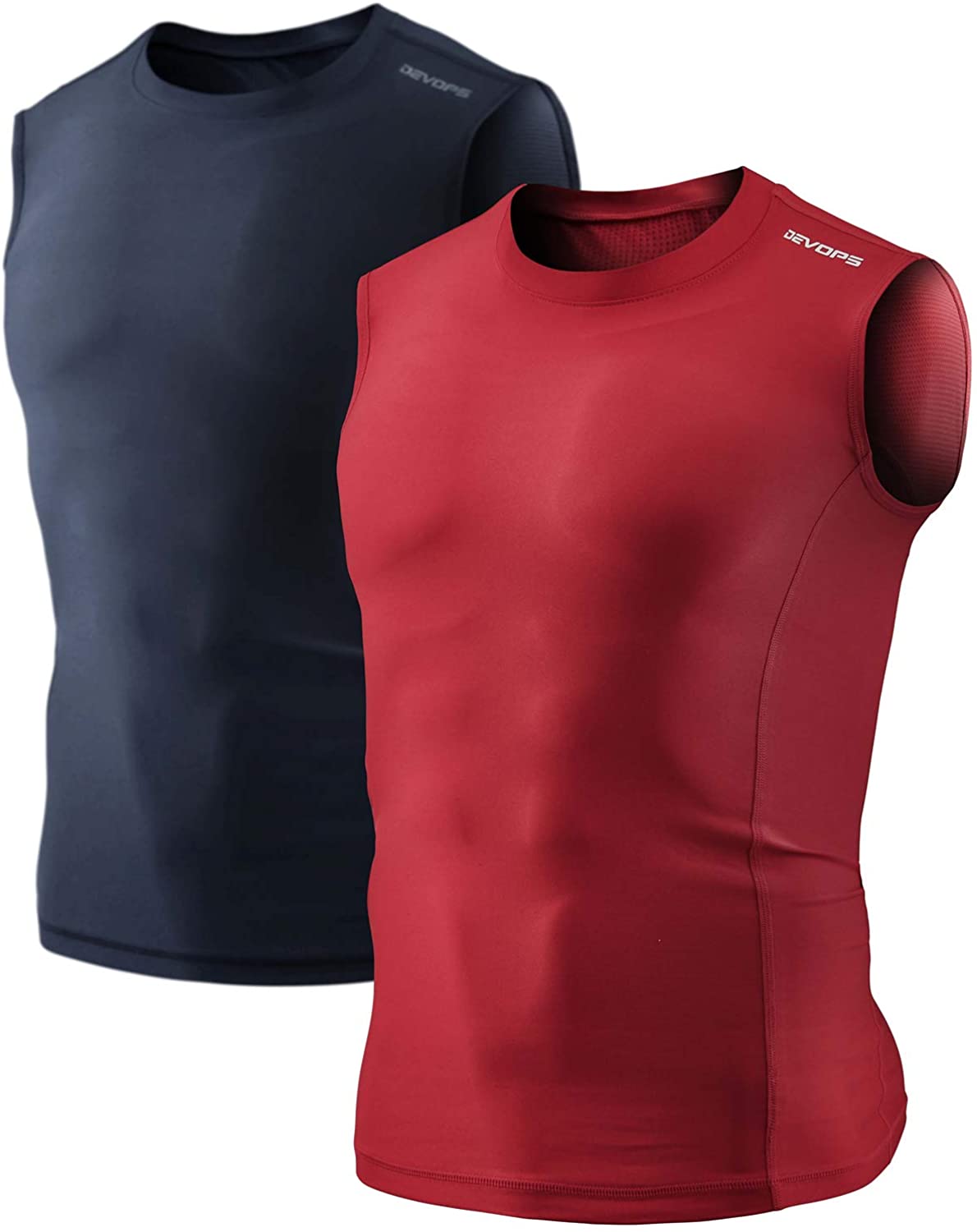  DEVOPS 3 Pack Mens Athletic Compression Shirts Sleeveless