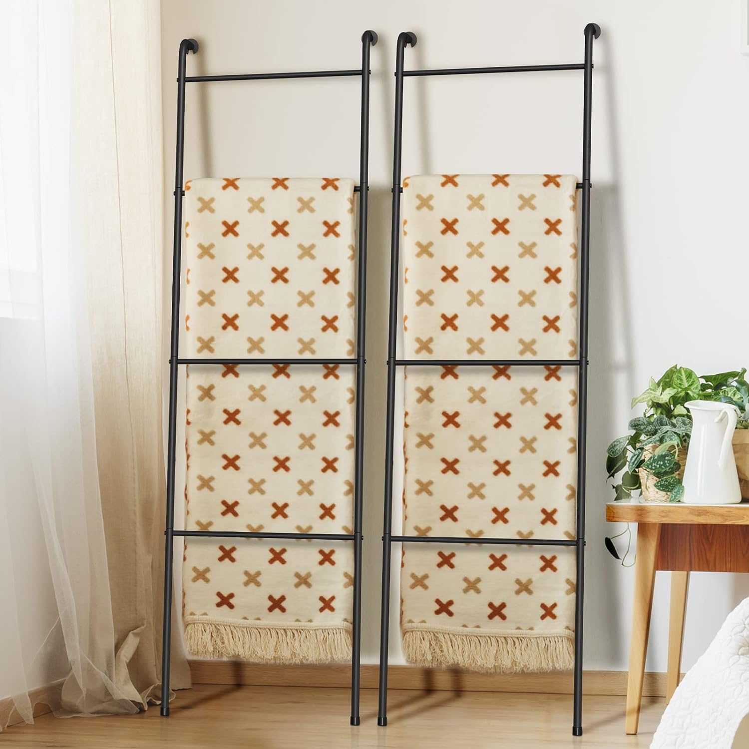 Outdoor ladder towel discount rack