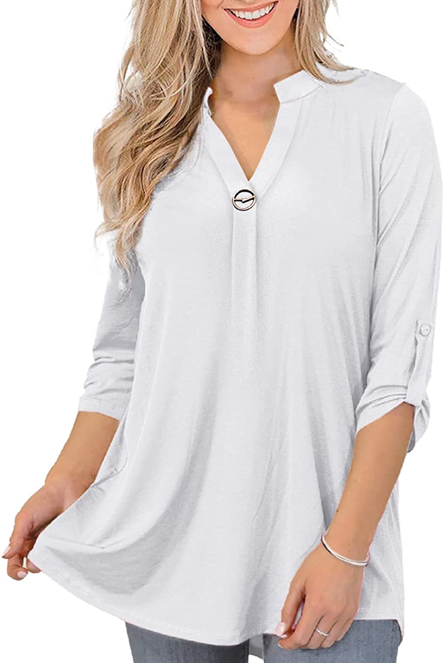 3/4 Sleeves Tops for Women, Blouses for Women Casual Womens Tops Tunic  Cotton T Shirts Summer Blouse Ladies Tops and Blouses Outlet Deals  Overstock Clearance Liquidation Boxes Returns #2 